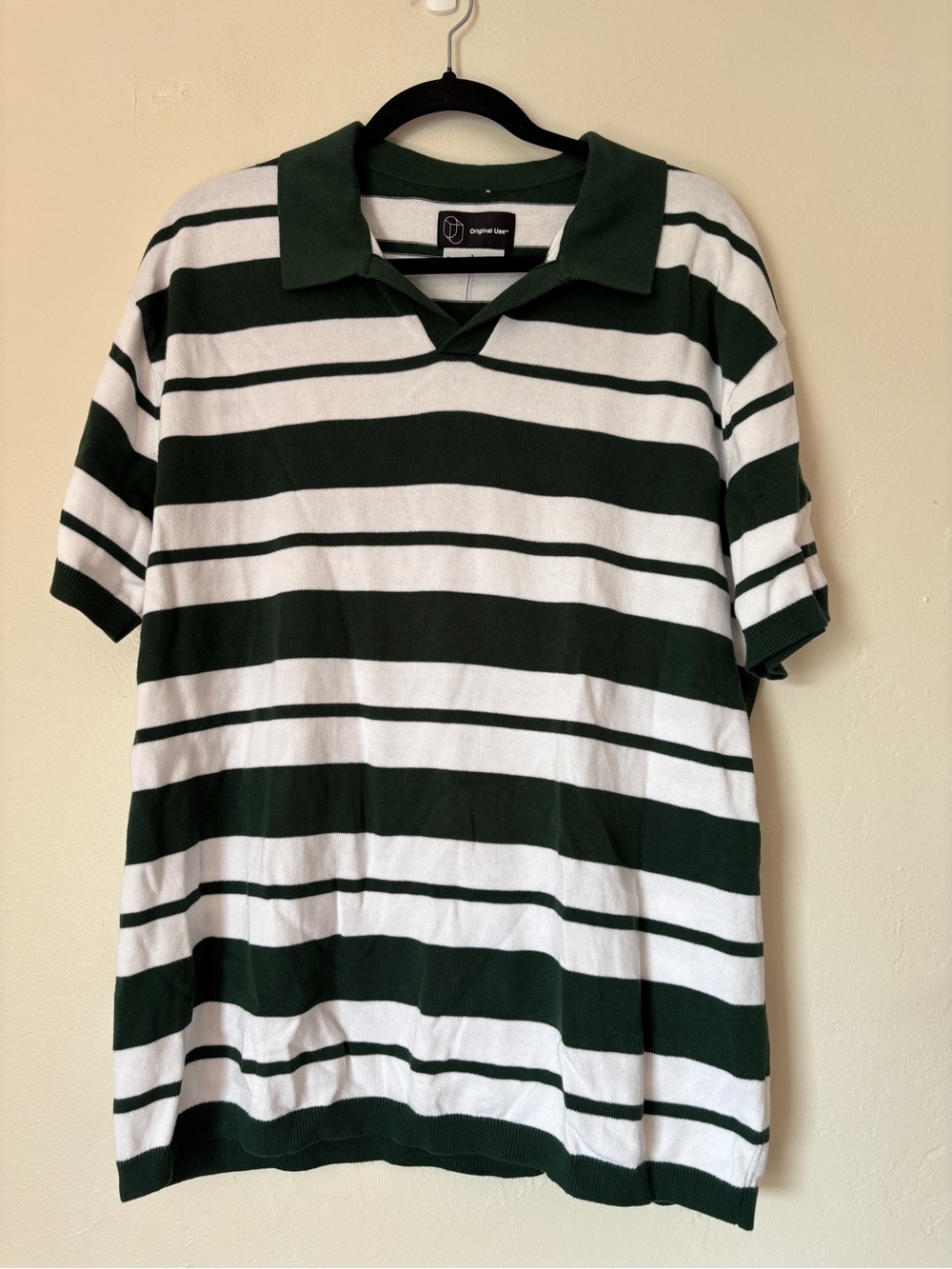 NWT Original Use Men’s Green Short Sleeve Johnny Collar Sweater Size L